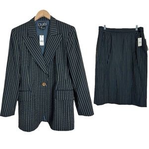 Laurel by ESCADA Pinstripe 2 Piece Skirt Suit Size 40/44